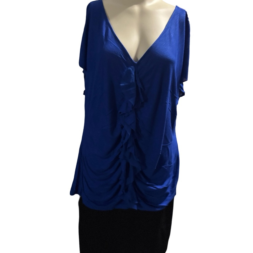 RAFFAELLO ROSSI Royal Blue Ruffle Blouse - Picture 6 of 14